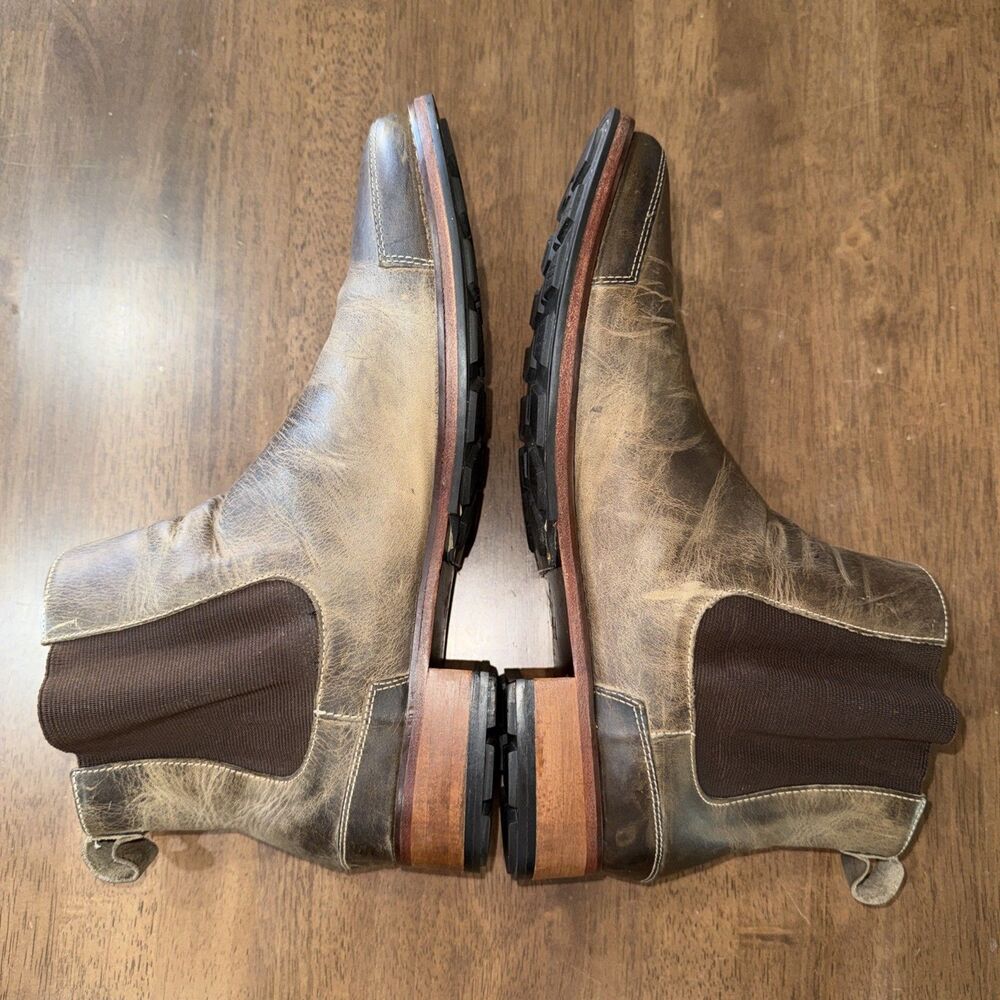 Cole Haan Chelsea Boots Distressed Brown Leather Pull On Elastic Panel Mens 10.5 - Picture 9 of 14
